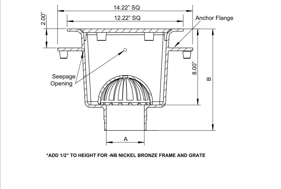 Cast Iron Square Floor Sink with Anchor Flange Customized